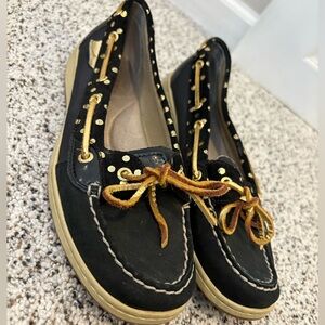 Sperry Black & Gold Boat Shoes
